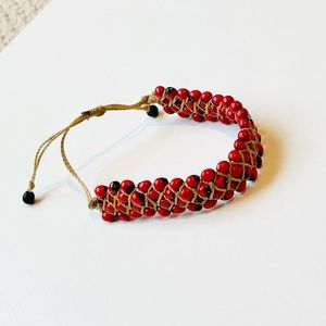 Red Braided Bead Bracelet